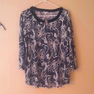 Cato Long Sleeve Black and White Blouse  *BOGO*